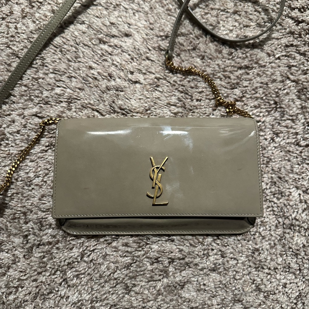Yves Saint Laurent Cassandre Phone Holder in Patent Leather